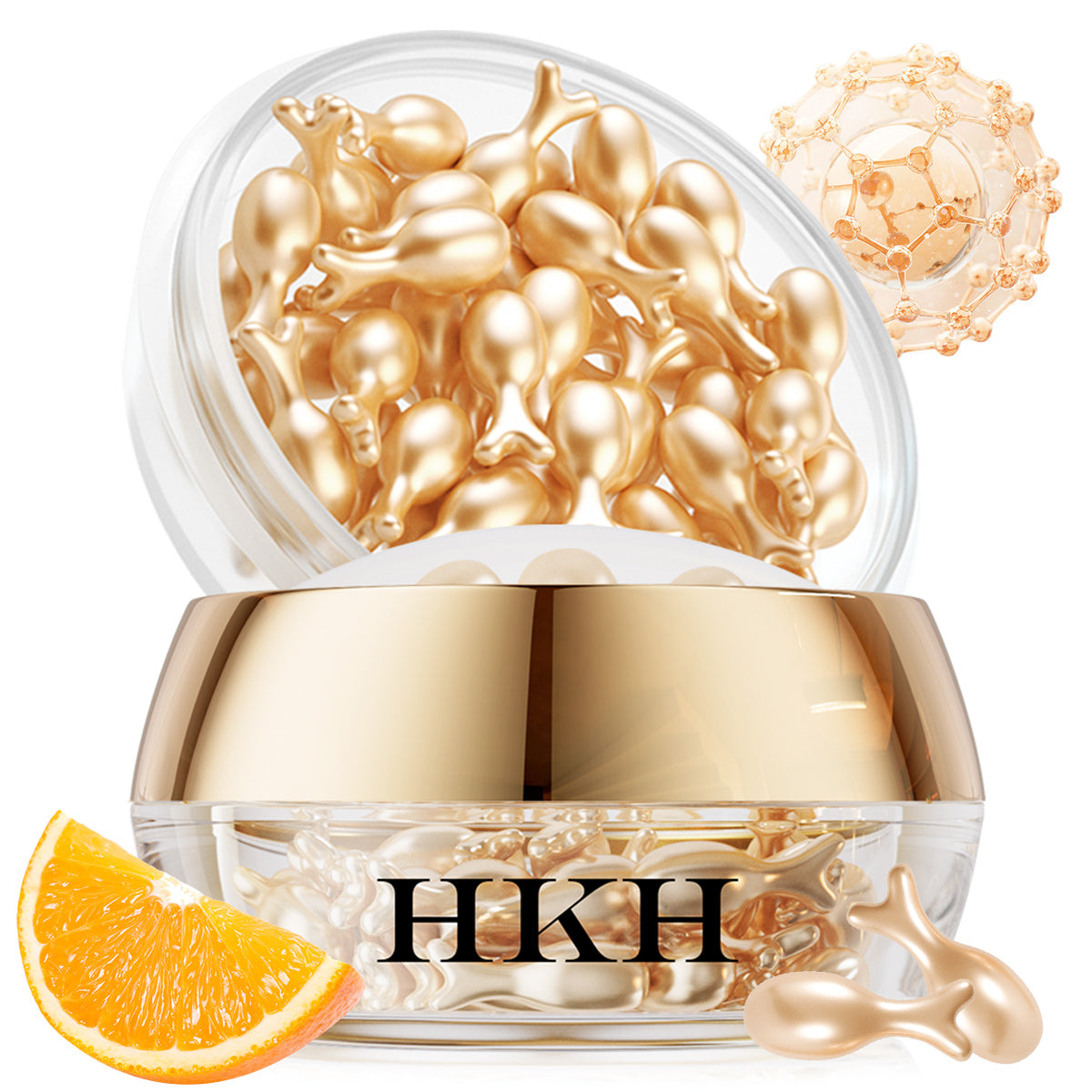 HKH Vitamin C Super Serum fürs Gesicht – Anti-Aging-Hautpflege Vitamin E Gesichtsserum-Kapseln mit Niacinamid – Vitamin-C-Serumöl für Frauen – Spendet Feuchtigkeit und sorgt für einen ebenmäßigen Teint – Ideal für unterwegs (38 Kapseln)