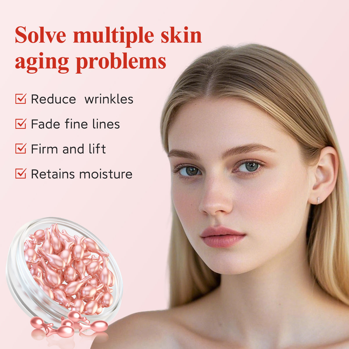 HKH Retinol-Serum-Kapseln für das Gesicht: Anti-Aging-Serum gegen Falten mit Vitamin A &amp; E und Kollagen für Frauen – Feuchtigkeitsspendend, glättend, für feine Linien und straffende Haut – ideal für unterwegs (38 Kapseln)