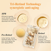 HKH Retinol + HPR Serum fürs Gesicht – Anti-Aging-Nachtpflege gegen Falten – Retinol-Kapseln – Peptidserum für Frauen – Strafft die Haut gegen feine Linien und schlaffe Haut – Frei von Duftstoffen und Alkohol, nicht fettend