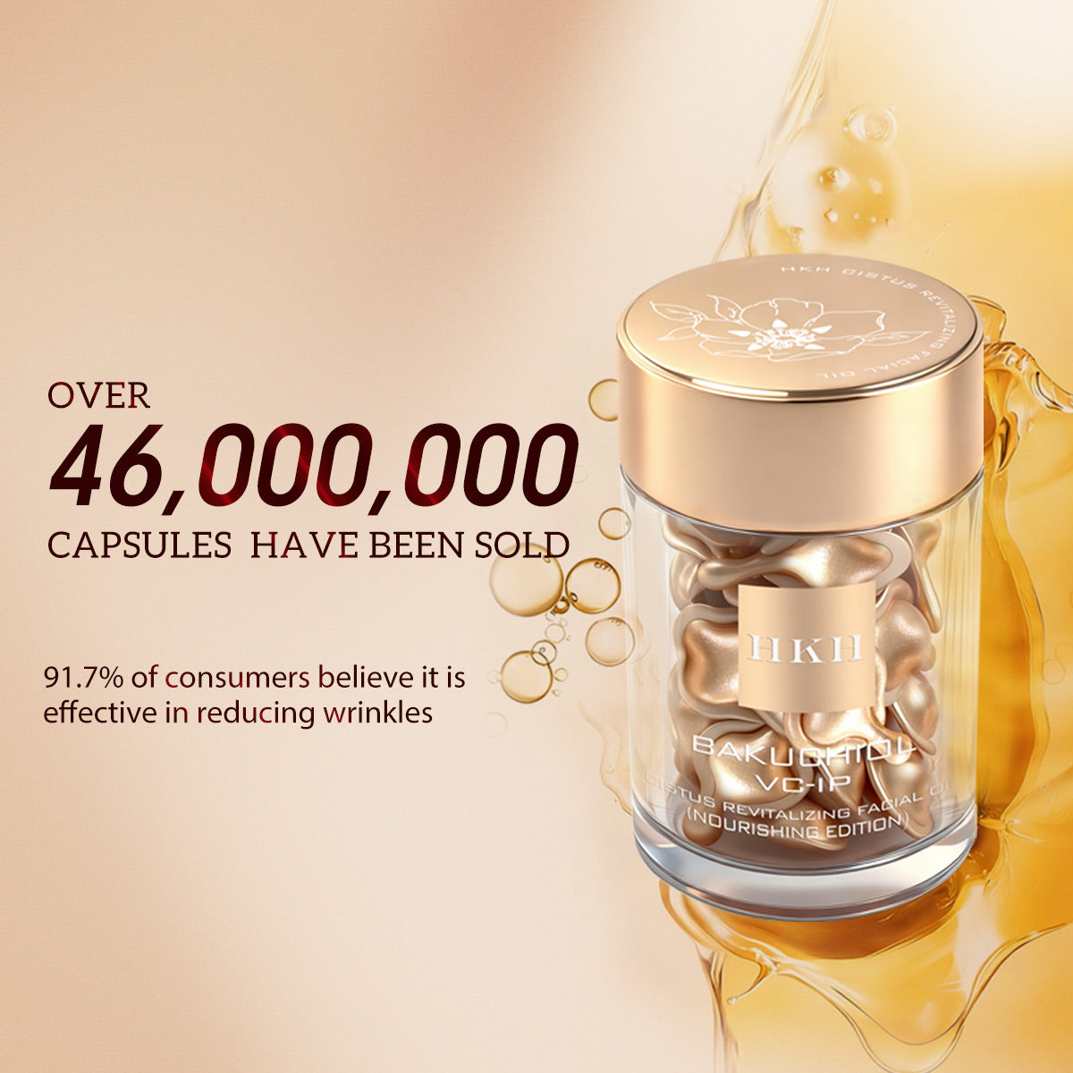 HKH Bakuchiol Retinol Serum-Kapseln: 30 Einzeldosis-Anti-Aging-Serum mit HPR und Vitamin C für Frauen von 25 bis 55 Jahren – Mildert Falten und Pigmentflecken – Straffend, glättend und feuchtigkeitsspendend – Ideal für unterwegs