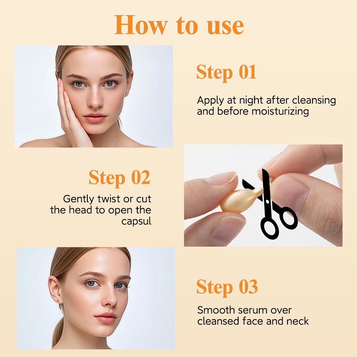 HKH Vitamin-C-Serum fürs Gesicht: 48 Kapseln Retinol Anti-Aging Falten-Reparatur-Serum – Vitamin-E-Niacinamid-Öl für Frauen – Tägliche Tiefenpflege für feine Linien, glättet, spendet Feuchtigkeit und hellt den Teint auf