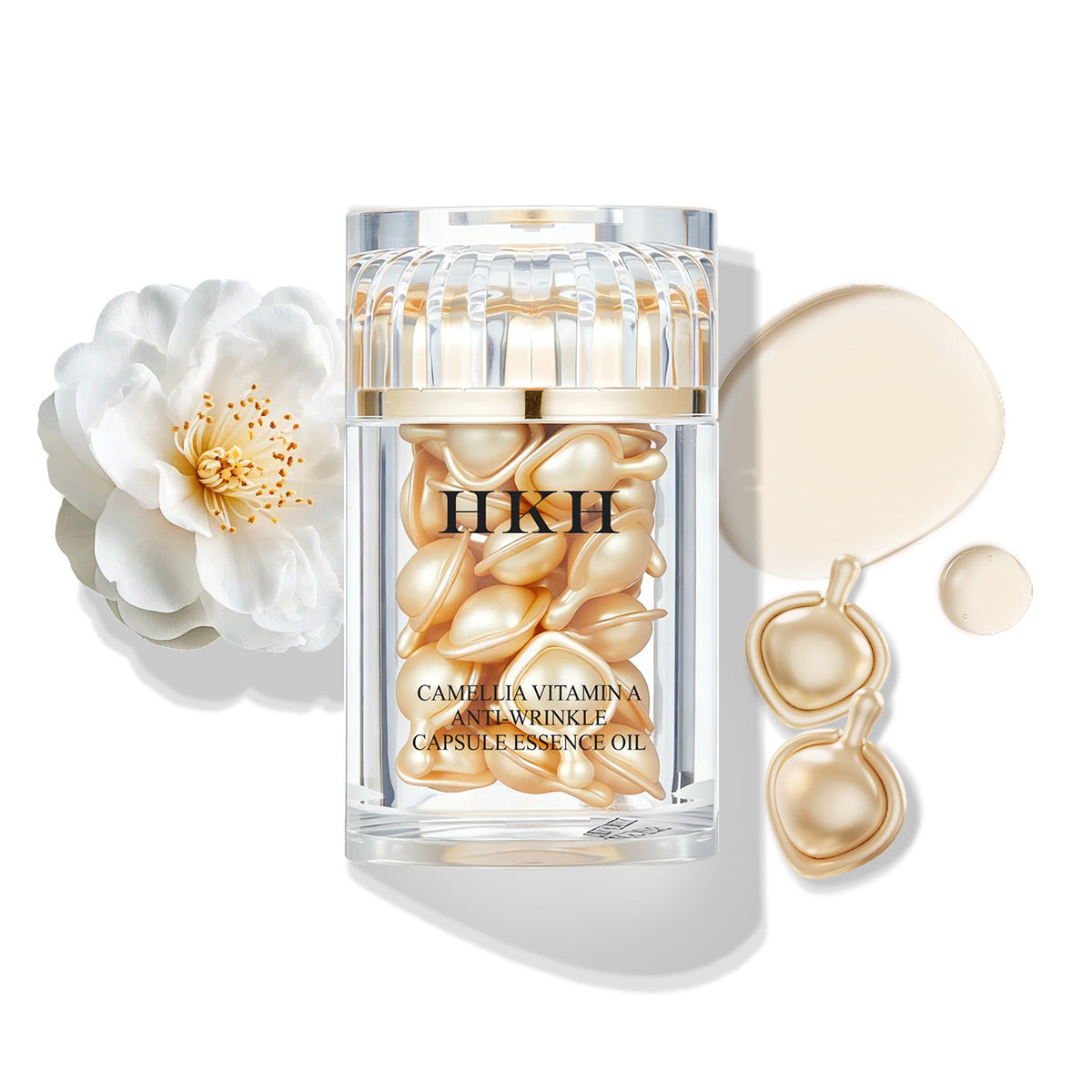 HKH Retinol + HPR Serum fürs Gesicht – Anti-Aging-Nachtpflege gegen Falten – Retinol-Kapseln – Peptidserum für Frauen – Strafft die Haut gegen feine Linien und schlaffe Haut – Frei von Duftstoffen und Alkohol, nicht fettend