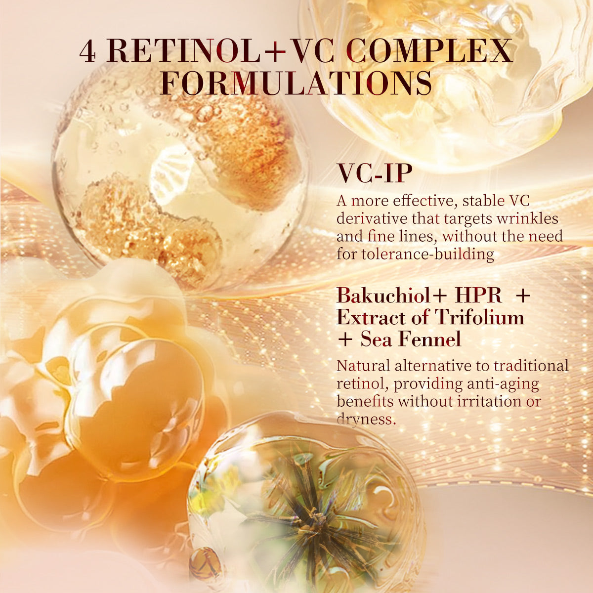 HKH Bakuchiol Retinol Serum-Kapseln: 30 Einzeldosis-Anti-Aging-Serum mit HPR und Vitamin C für Frauen von 25 bis 55 Jahren – Mildert Falten und Pigmentflecken – Straffend, glättend und feuchtigkeitsspendend – Ideal für unterwegs