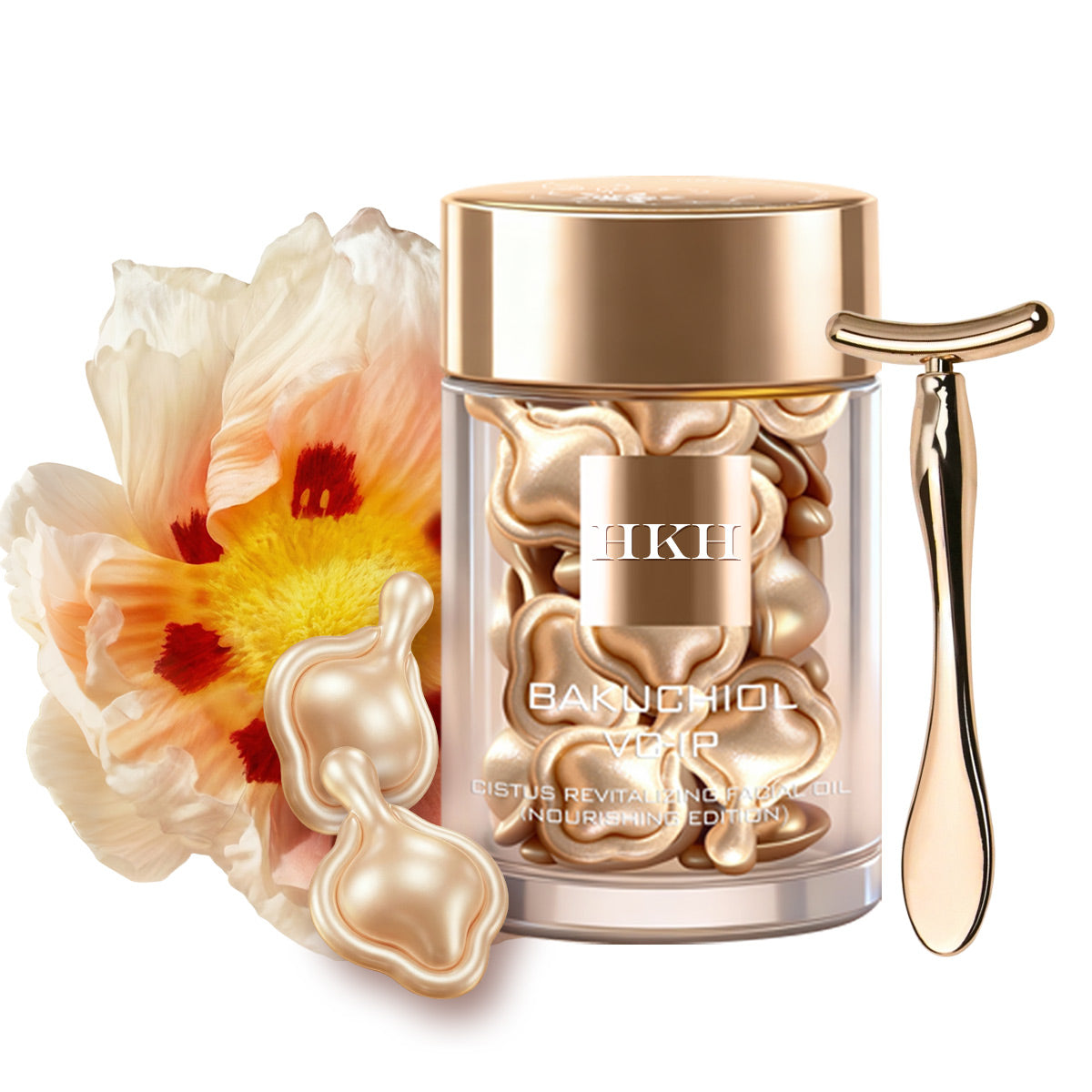 HKH Bakuchiol Retinol Serum-Kapseln: 30 Einzeldosis-Anti-Aging-Serum mit HPR und Vitamin C für Frauen von 25 bis 55 Jahren – Mildert Falten und Pigmentflecken – Straffend, glättend und feuchtigkeitsspendend – Ideal für unterwegs